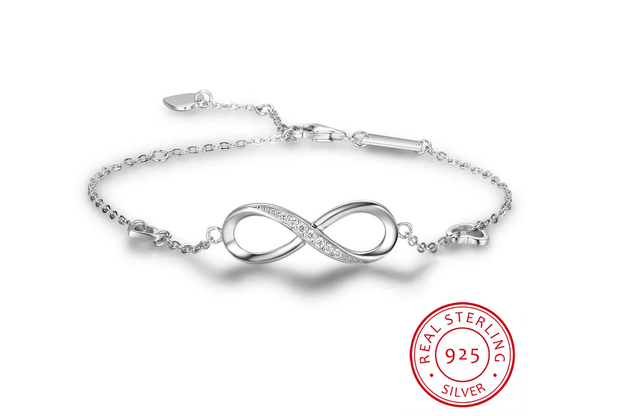 925 Sterling Silver Infinity Adjustable Bracelets for Women