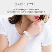 High quality 925 Sterling Silver Bangle - Sideway Big Flat Link Chain Mesh Bangle Bracelet for Women