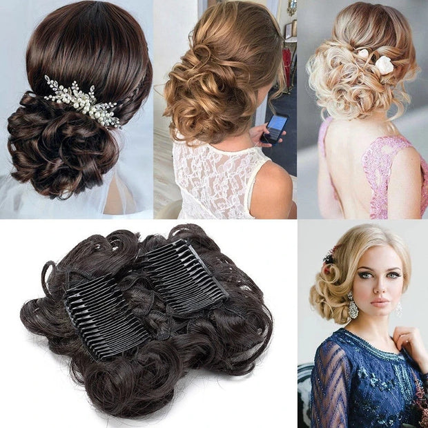 Large Comb Clips In Curly Hair Extension Synthetic Hair Pieces
