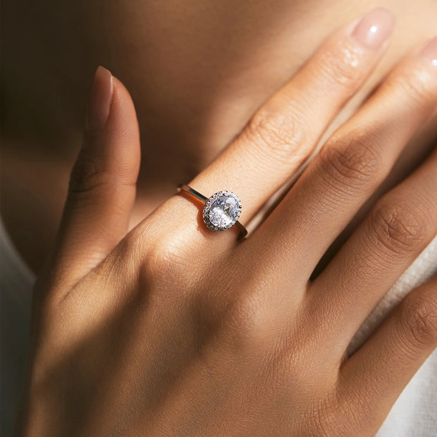 MODIAN Classic Oval 1CT Zirconia Ring 925 Sterling Silver Sparkling Jewelry For Women Valentine’s Day Gift