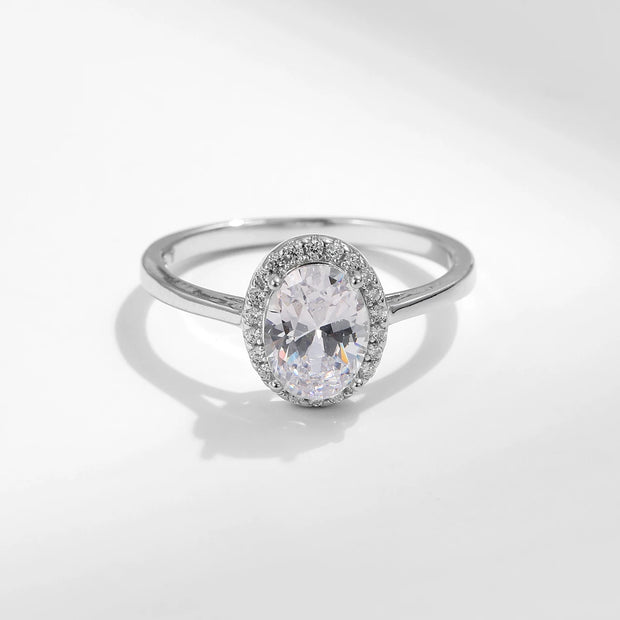 MODIAN Classic Oval 1CT Zirconia Ring 925 Sterling Silver Sparkling Jewelry For Women Valentine’s Day Gift