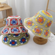 Japan/Korean Crochet Hat Pure Hand-Woven Summer Sunshade Breathable Bucket Hat