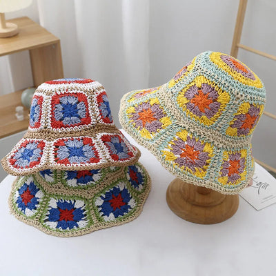 Japan/Korean Crochet Hat Pure Hand-Woven Summer Sunshade Breathable Bucket Hat