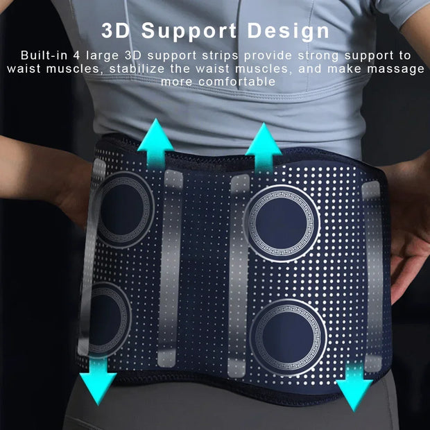 Cordless Heating Airbag Electric Infrared Back Massage Belt, Shockwave Technology bring comfortable vibration, 4-Eectric motors, 3 Vibration & 3 Massage Modes, 3 level of massage intensity