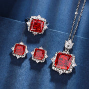 Romantic Heart Paraiba Tourmaline Zircon Necklace Earrings Jewelry Set For Women