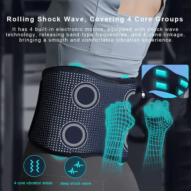 Cordless Heating Airbag Electric Infrared Back Massage Belt, Shockwave Technology bring comfortable vibration, 4-Eectric motors, 3 Vibration & 3 Massage Modes, 3 level of massage intensity